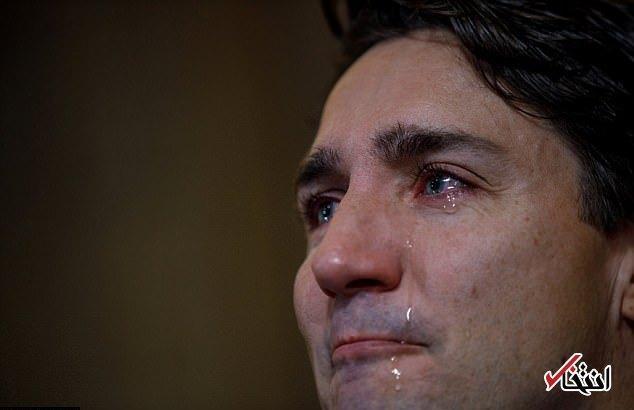 عکس، گریه نخست وزیر کانادا در یک کنفرانس مطبوعاتی